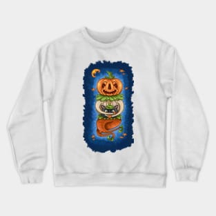 Halloween Pumpkin with Cats Head Crewneck Sweatshirt